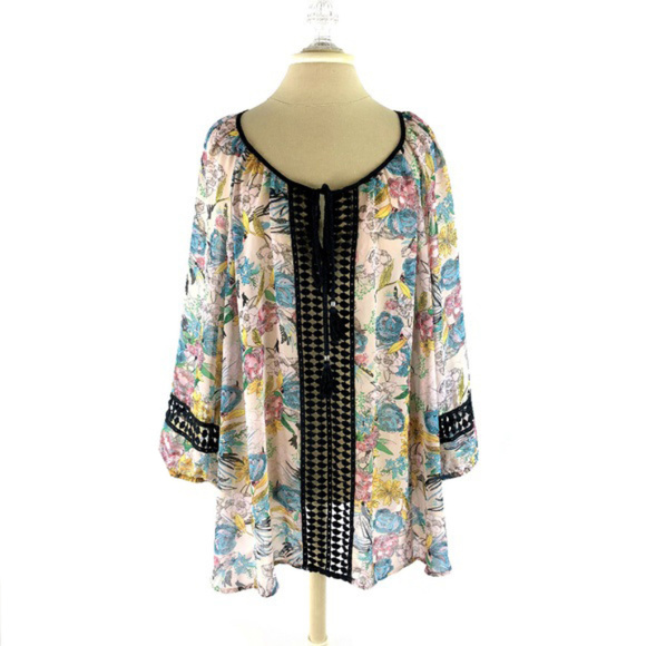 Daniel Rainn Tops - daniel rainn Floral Tassel Plus Blouse Top Sz 3X Daniel Rainn Tops - daniel rainn Floral Tassel Plus Blouse Top Sz 3X